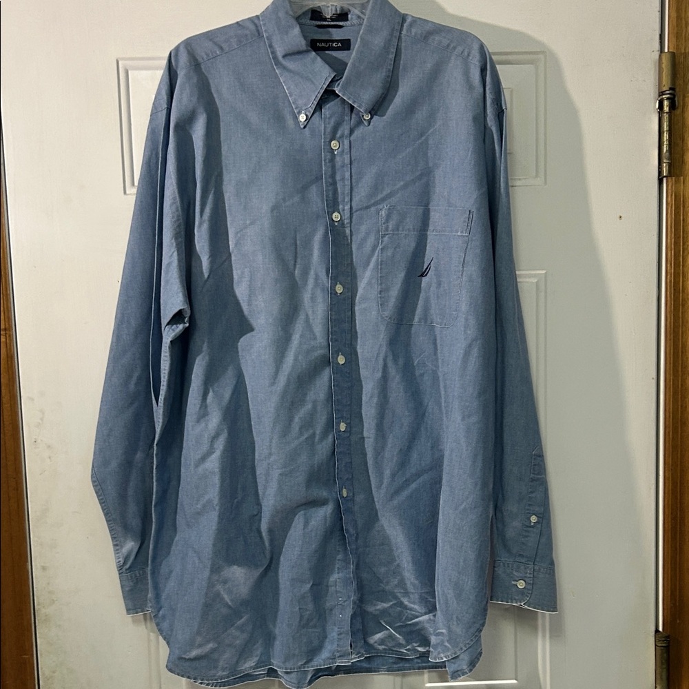 (👀3 For $20) Nautica Men's XL Light Blue Casual Button-Down Shirt - Picture 1 of 3
